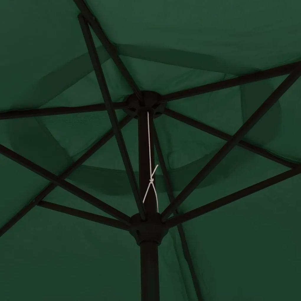Guarda-sol cantilever com LED, 3 m, verde