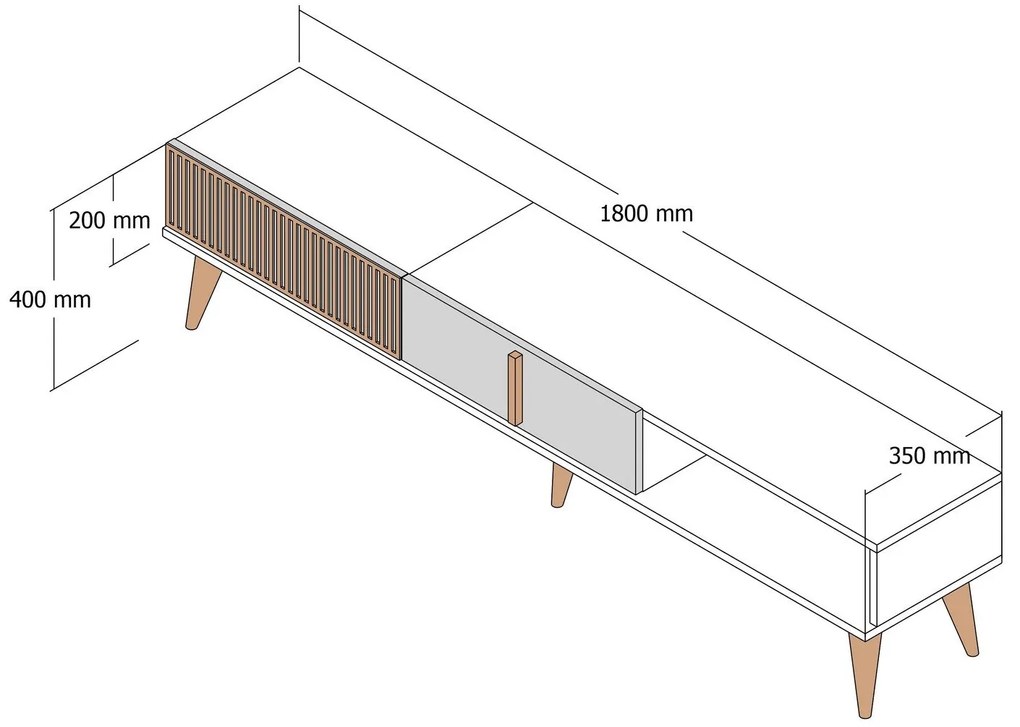 Móvel TV Milan – Nogal – 180 cm x 40 cm x 35 cm
