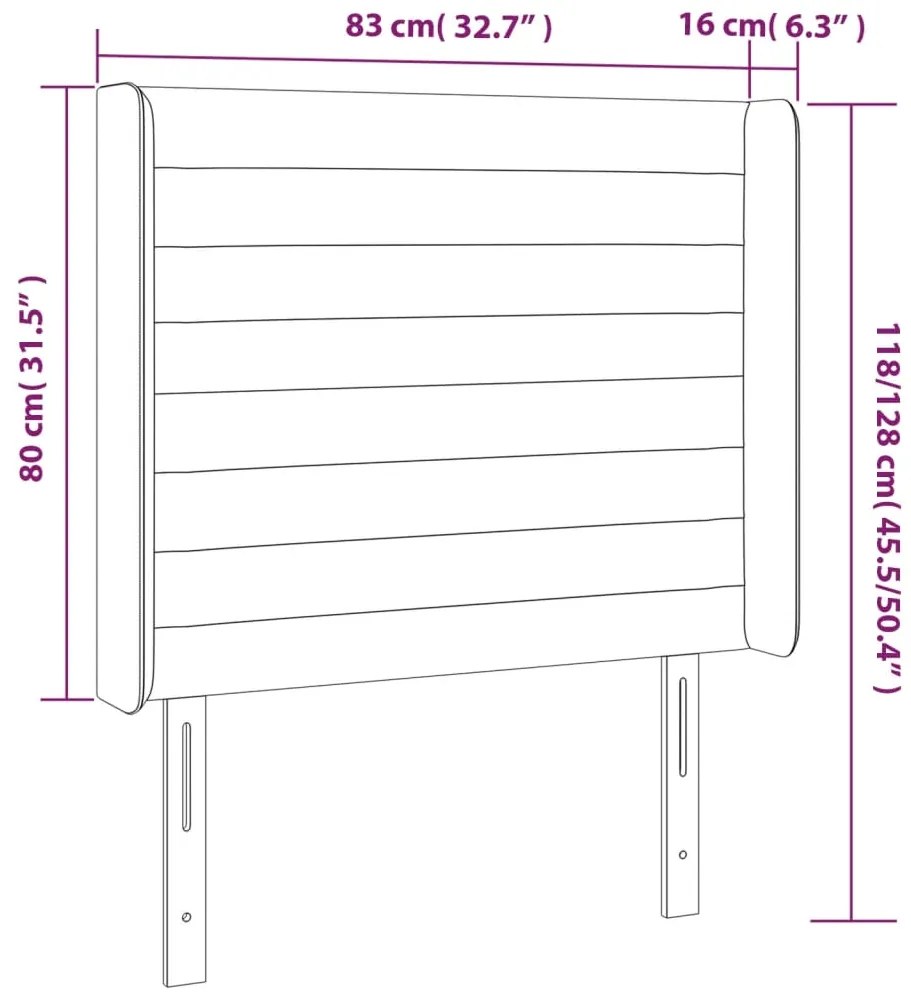 Cabeceira de cama c/ luzes LED tecido 83x16x118/128cm cor creme