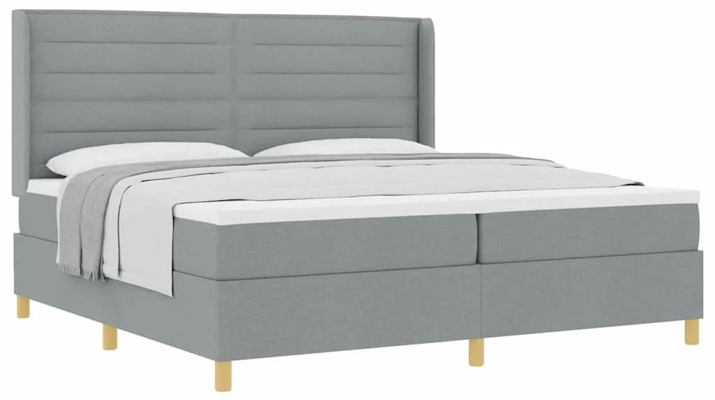 Cama Box com Colchão Cinza Claro 200 x 200 cm - Tecido