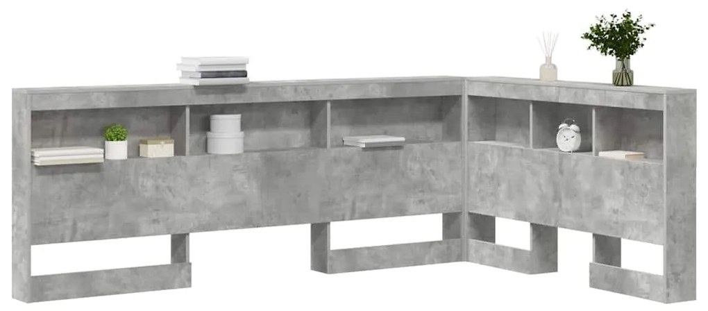 Cabeceira de armazenamento Cinzento cimento 120 cm
