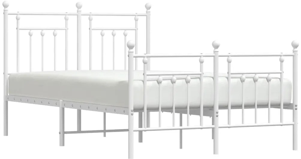 Estrutura de cama com cabeceira e pés 135x190 cm metal branco