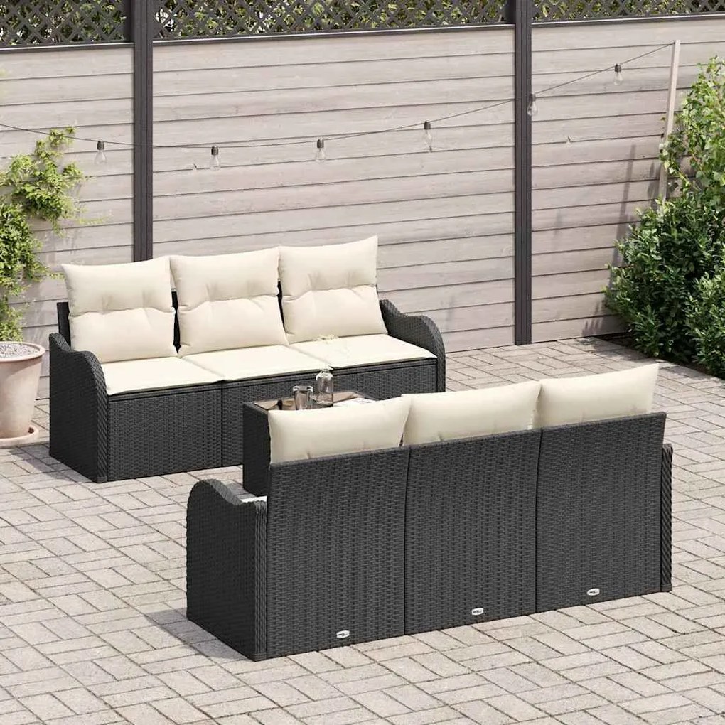 Conjunto de Sofá de Jardim 7 Peças com Almofadas em Rattan Sintético P