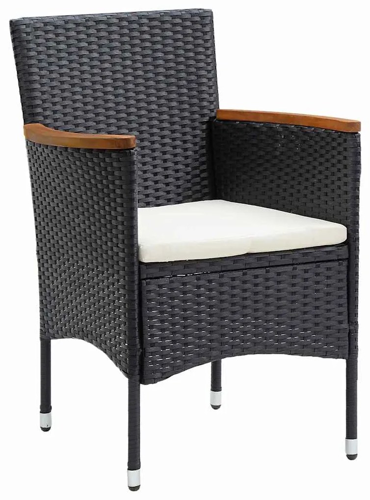 Conjunto de Jantar de Jardim com 5 Peças em Rattan Preto