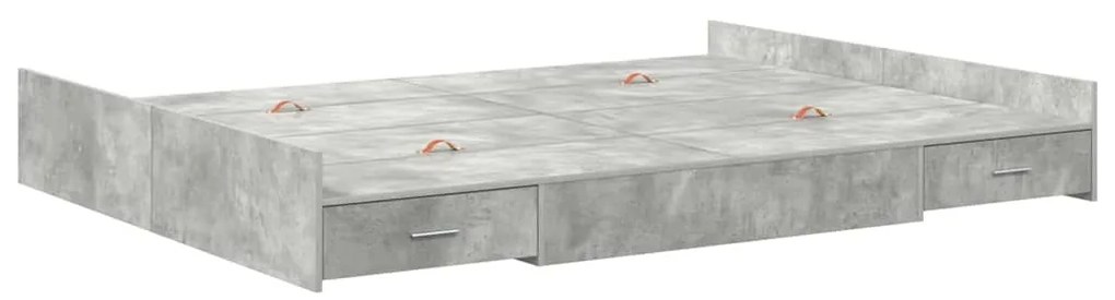 Estrado de cama com arrumação Cinzento cimento 140 x 190 cm