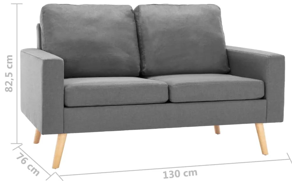 2 pcs conjunto de sofás tecido cinzento-claro