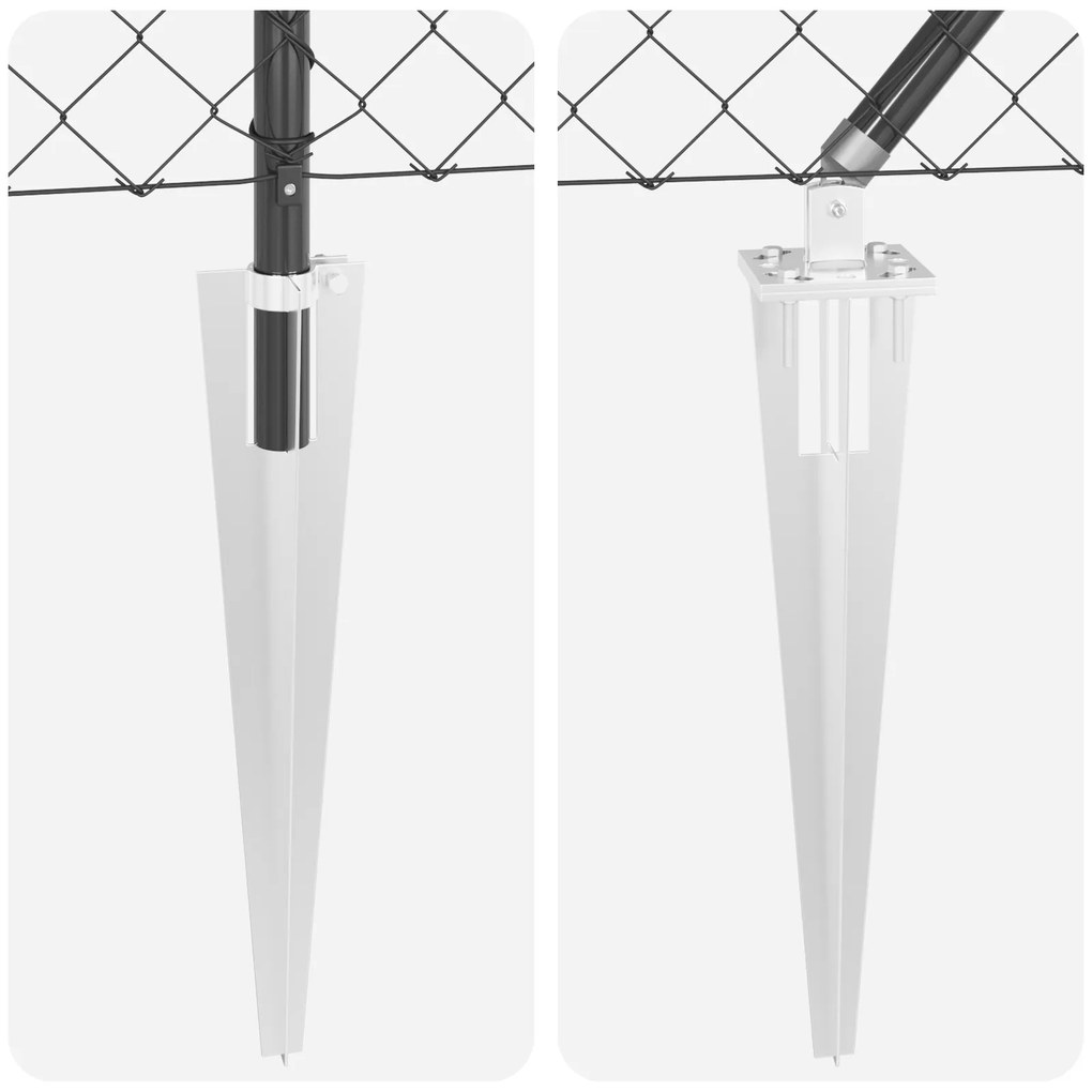 Cerca de Cadeia com 13 Estacas 1,6x25 m Aço Galvanizado