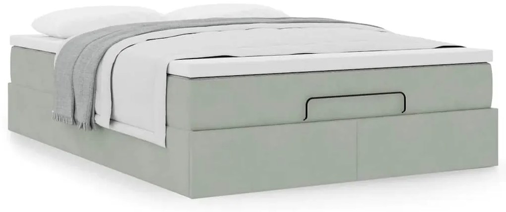 Estrutura de cama otomana com colchão 140x200 cm cinzento claro