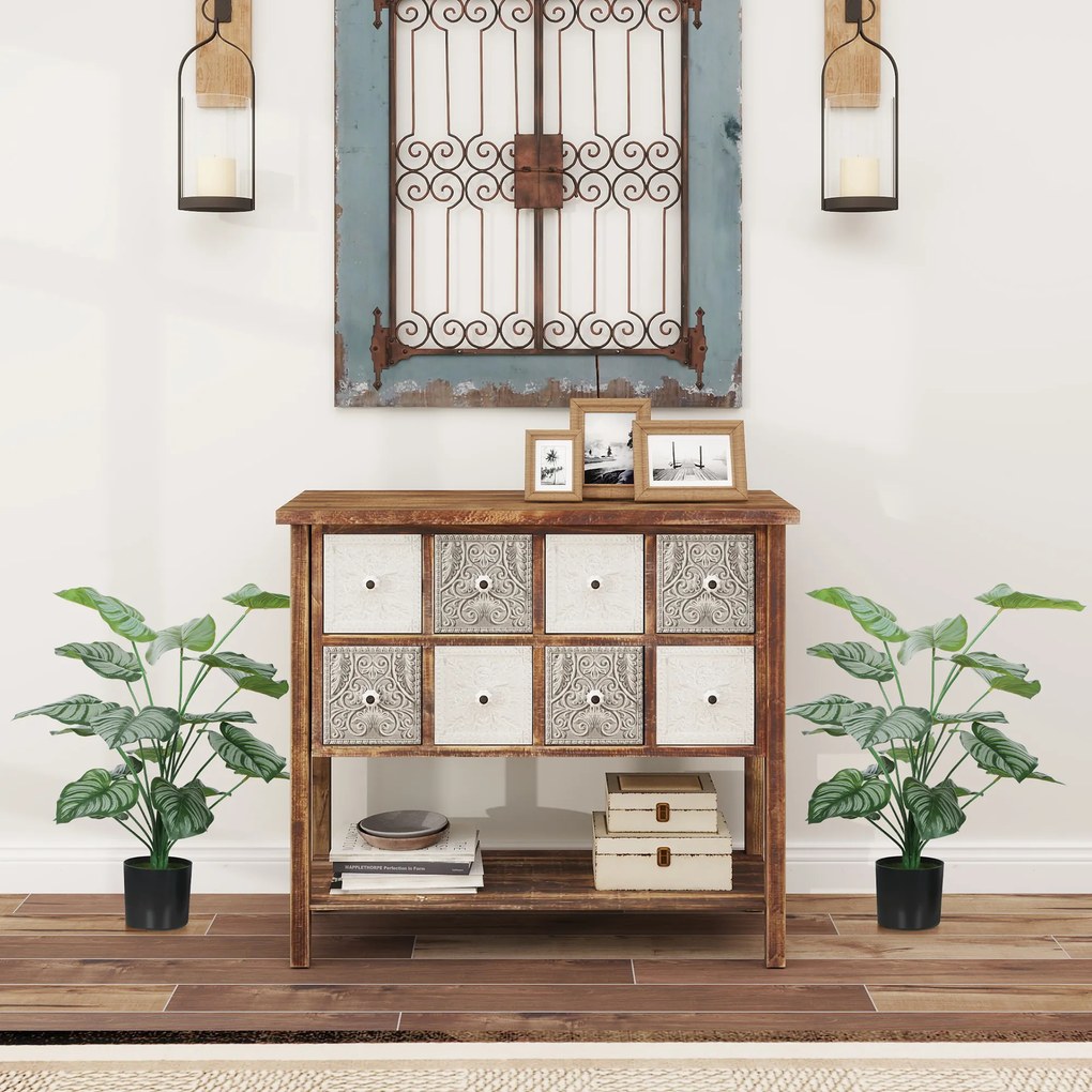 Conjunto de 2 plantas artificiais de interior com 65 cm, árvore artificial com vaso de plástico e acabamento flocado, verde