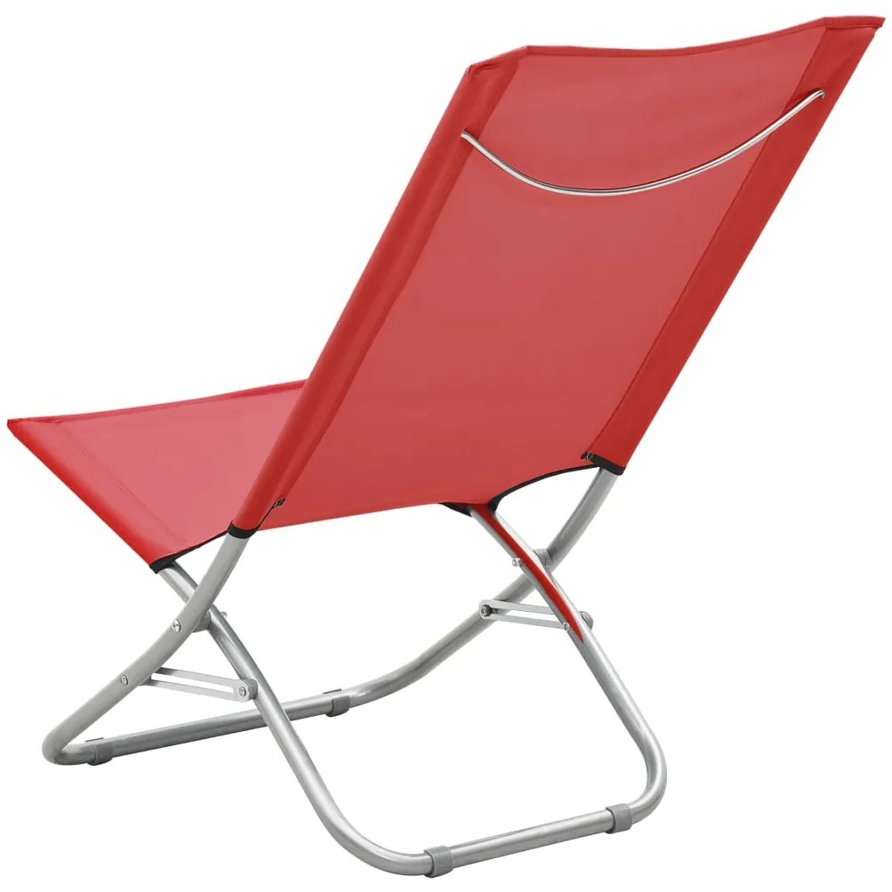 Cadeiras de praia dobráveis 2 pcs tecido vermelho