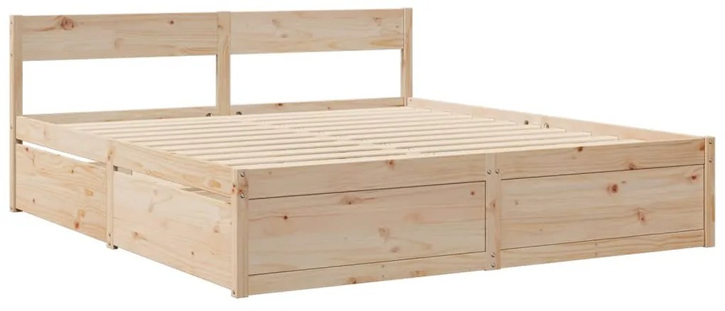 Cama com gavetas e colchão 180x200 cm madeira de pinho maciça