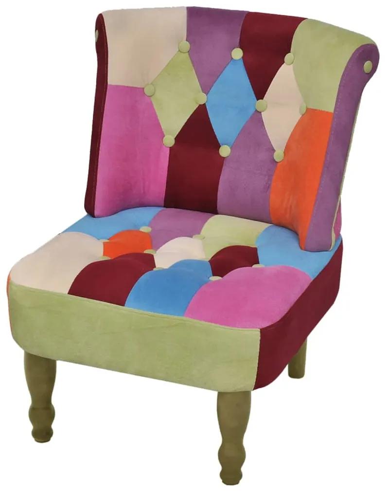 240809 vidaXL Cadeira francesa de tecido com design de retalhos