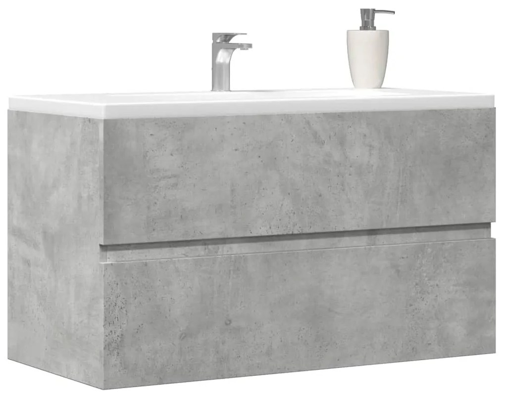 vidaXL Armário lavatório 90x38,5x45 cm contraplacado cinzento cimento