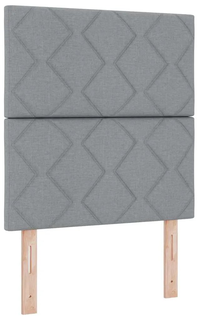 Cama com Estrado e Colchão Cinza Claro 90x190 cm em Tecido