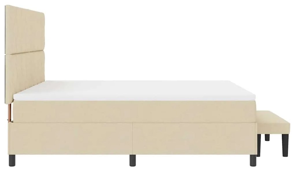 Cama com Estrutura Box com Colchão e Banco Creme 180x200 cm Tecido