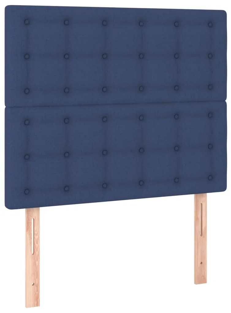 Cabeceira cama c/ LED tecido 100x5x118/128 cm azul