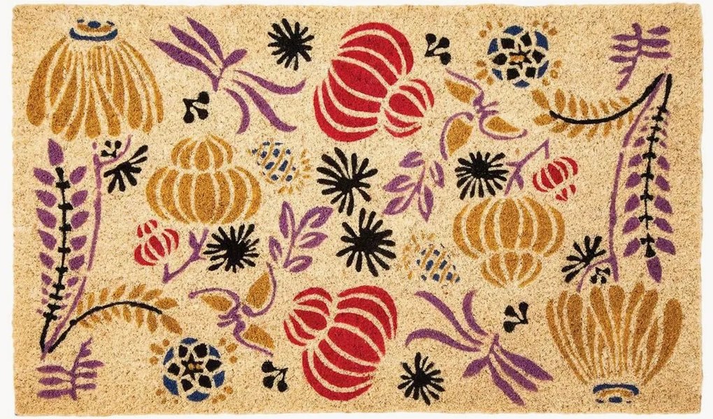 Tapete de entrada em fibra em coco pintado à mão New Fantasies