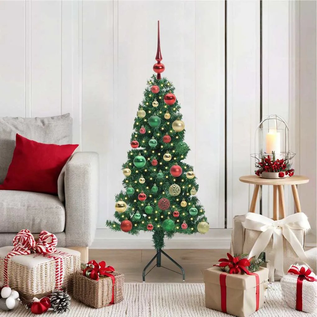 vidaXL Árvore de Natal artificial de canto Verde 120 cm PVC e Metal
