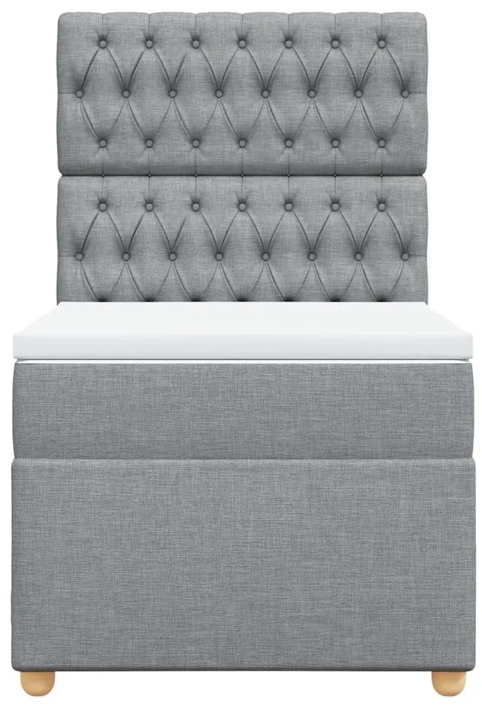 Cama com molas/colchão 90x190 cm tecido cinzento-claro