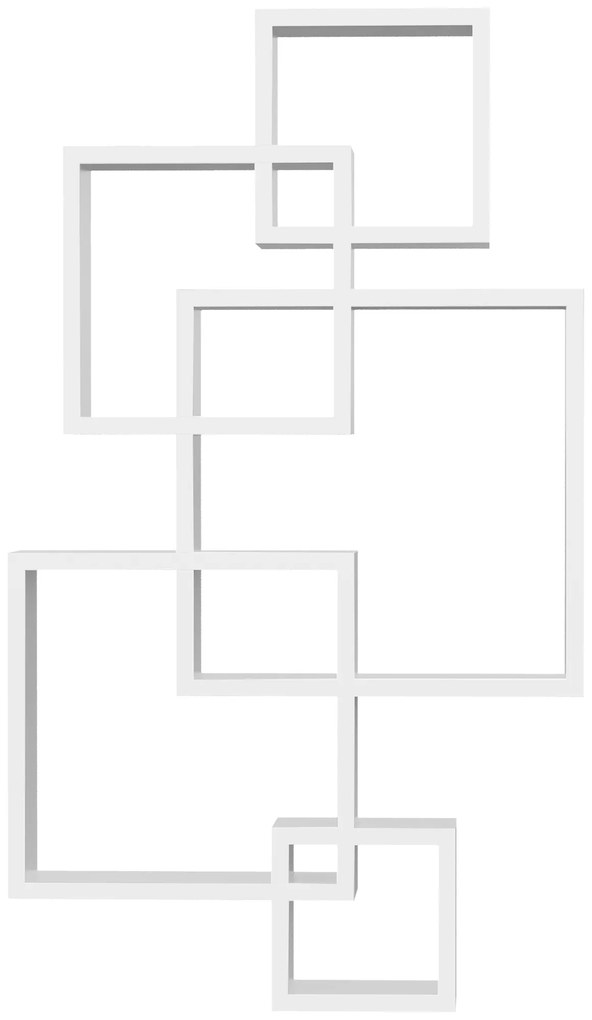 HOMCOM Estante de Parede com 5 Cubos Estante Flutuante de Madeira Estilo Moderno 49,5x10,2x86cm Branco