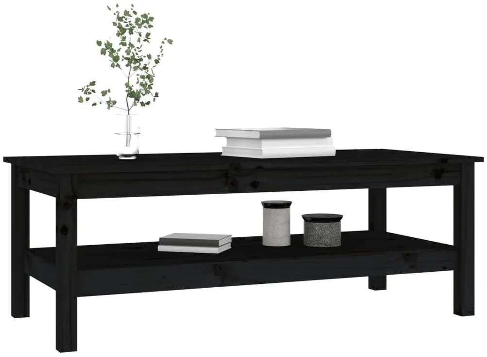 Mesa de centro 110x50x40 cm pinho maciço preto