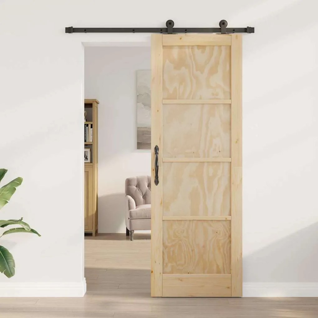 Porta Deslizante com Conjunto de Ferragens 'ORKDAL'de Madeira Sólida d