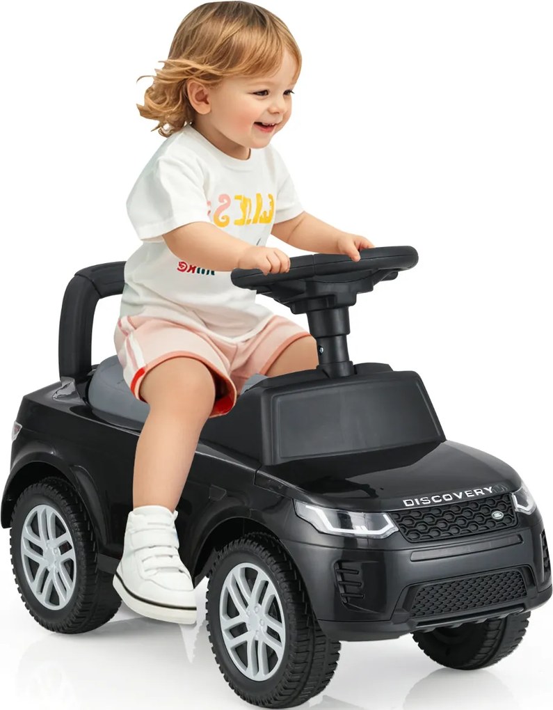 Andarilho para crianças forma de carro de 12 a 36 meses com buzina, sons e espaço para guardar Brinquedo para sentar e deslizar Preto