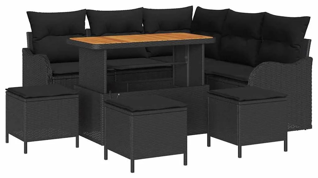 Conjunto de Sofá de Jardim de 9 Peças com Almofadas em Rattan Sintétic