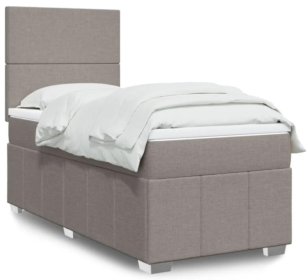 Cama com molas/colchão 90x190 cm tecido castanho-acinzentado