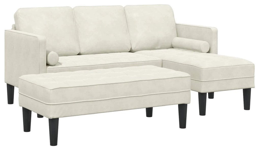 vidaXL Conjunto de Sofás com almofada 2 pcs Creme Poliéster