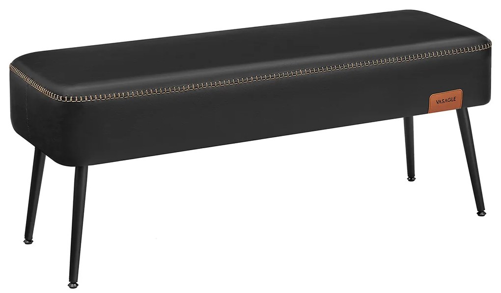 Banco de sala estofado em couro sintético com costuras finas, para sala. | VASAGLE | 110 x 40 x 43 cm | LOM076B01.