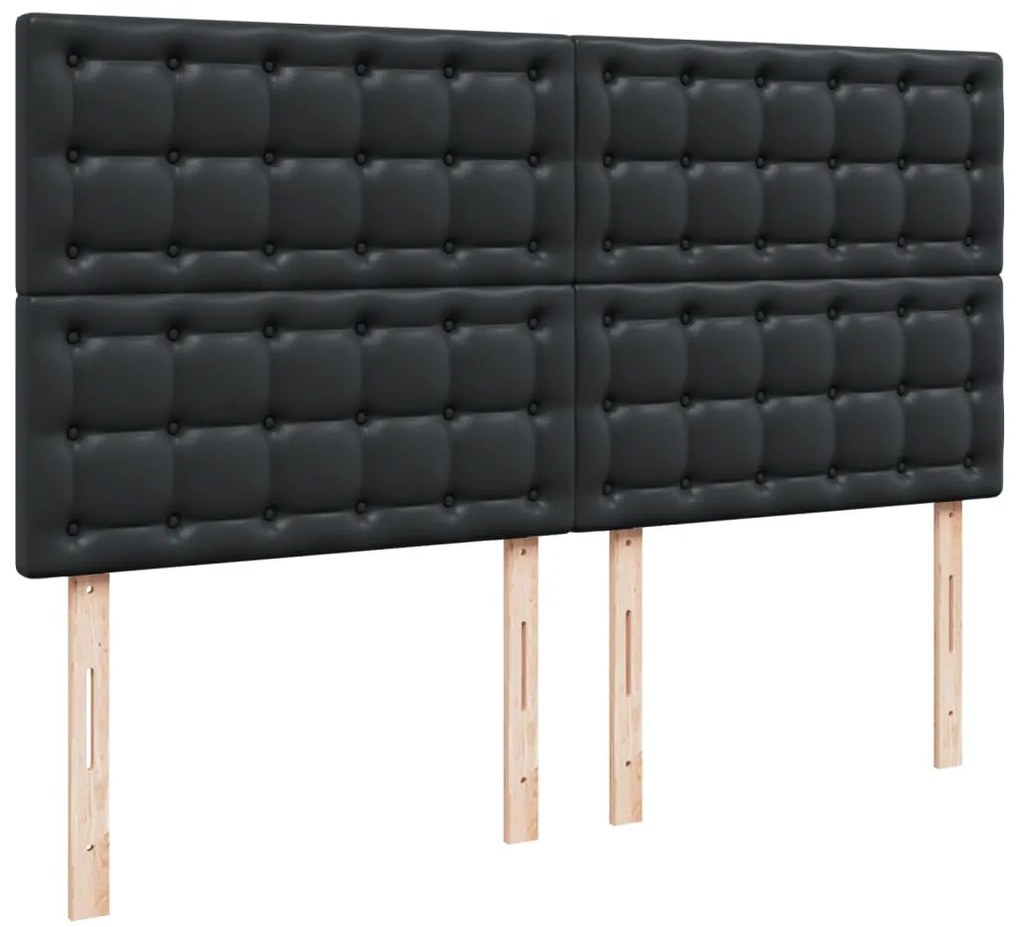 Cama com molas/colchão 200x200 cm couro artificial preto