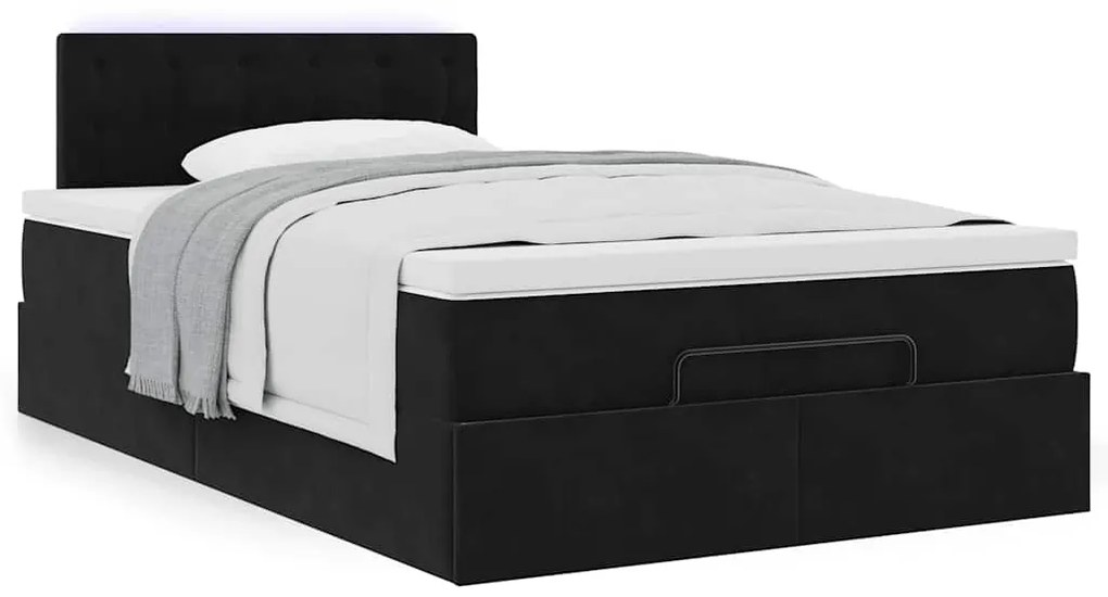 Estrutura de cama otomana com colchão preto 120x190 cm Veludo