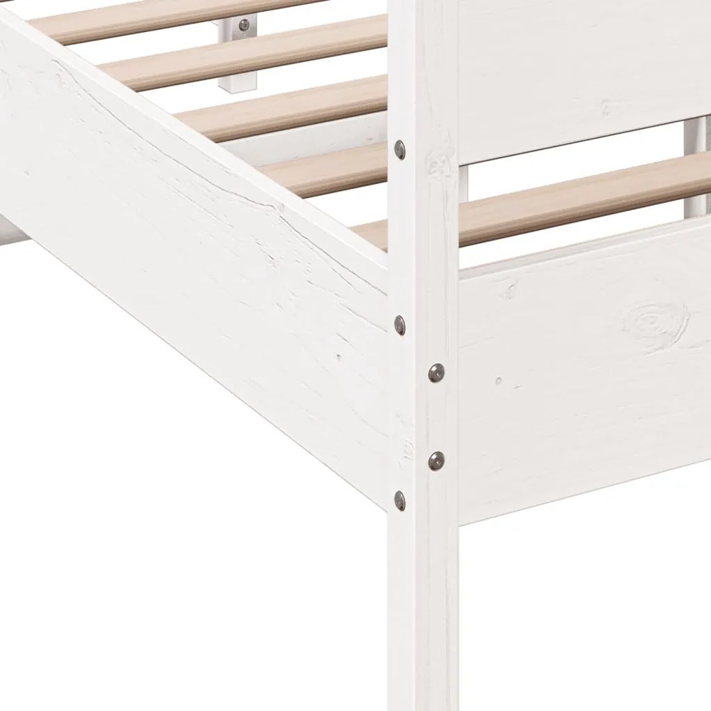 Cama sem colchão 120x200 cm madeira de pinho maciça branco