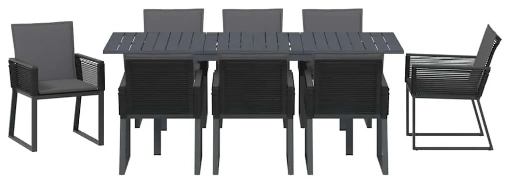 Conjunto de Jantar de Jardim Manual 9 pcs Preto Largo Metal