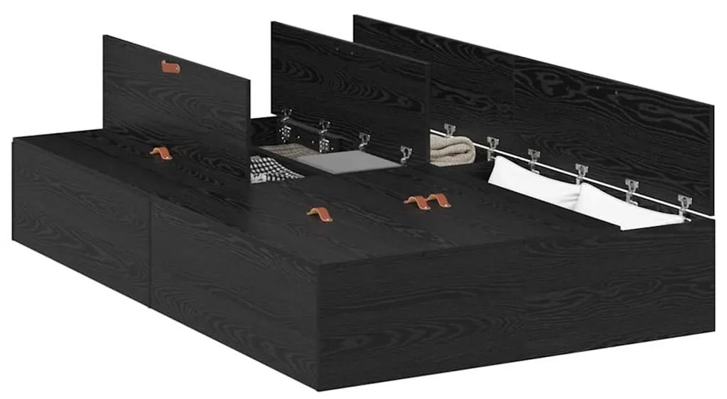 Estrado de Cama com Armazenamento em Madeira Negra 120x200 cm