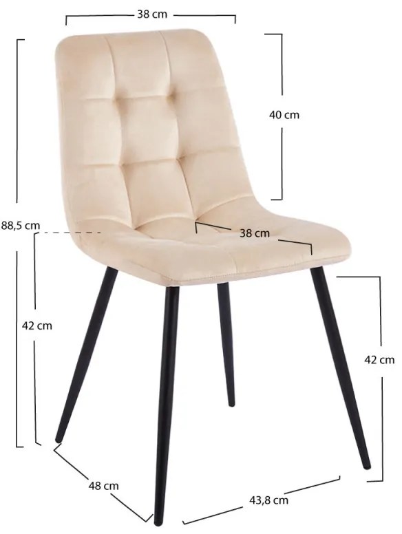 Cadeira Stuhl Veludo - Beige