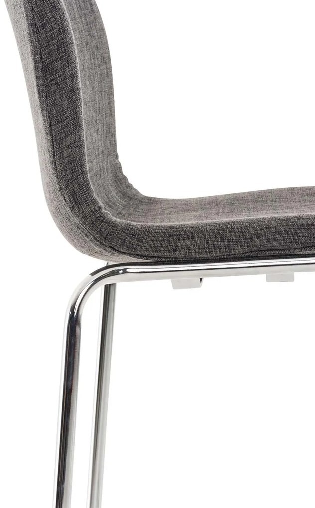 Conjunto de 2 bancos de bar Hoover em tecido e com estrutura cromada 43 x 100 x 48 cm Cinzento