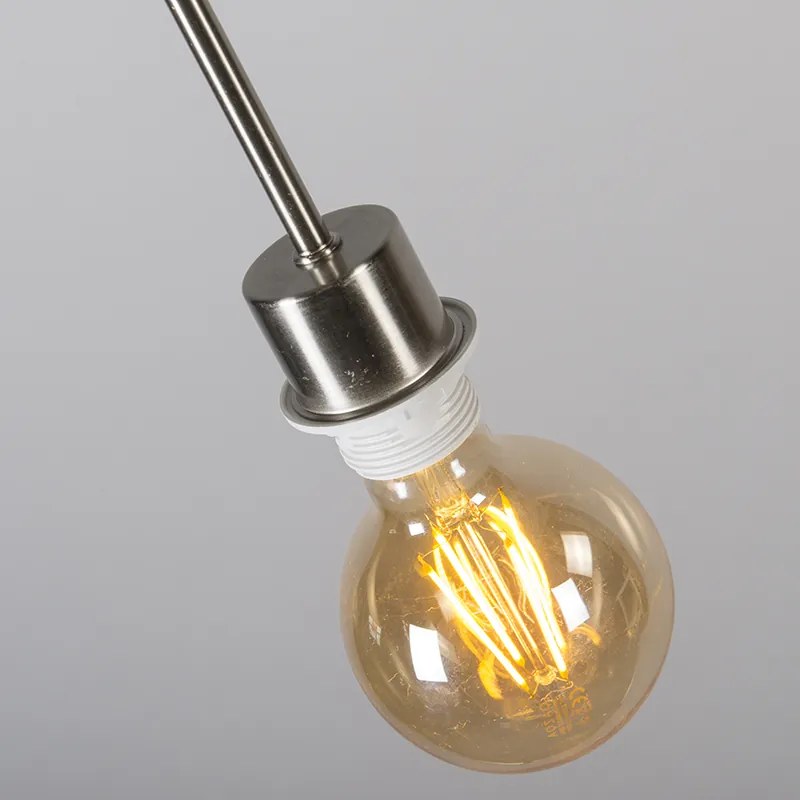 Candeeiro de suspensão moderno em aço e preto com abajur 45 cm bege - Combi Country / Rústico,Moderno