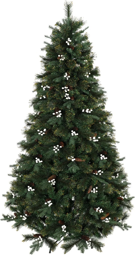 HOMCOM Árvore de Natal Artificial 220 cm com 1116 Ramos Base Metálica Dobrável Sistema com Dobradiças Realista e Frondosa Verde | Aosom Portugal