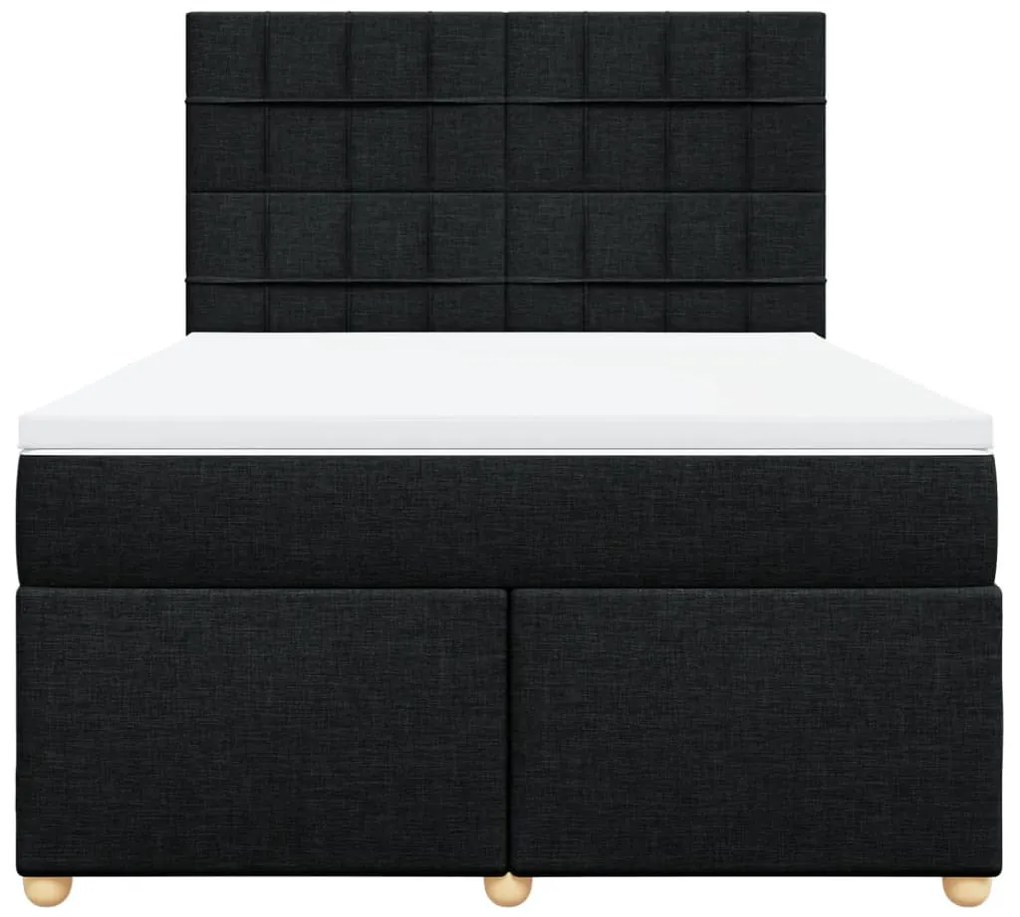 Cama com molas/colchão 160x200 cm tecido preto
