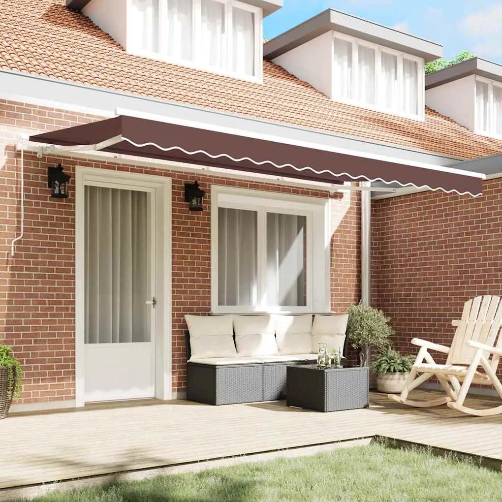Toldo Retrátil Marrom e Branco 400x200 cm 400 x 200 cm 4x2 m