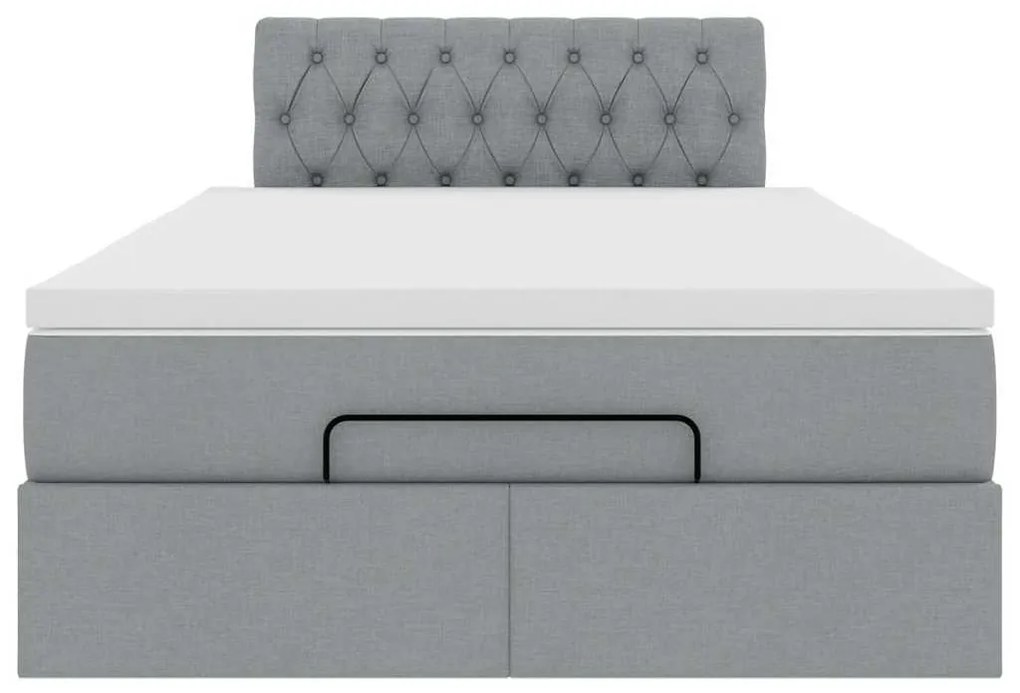 Cama otomana com colchão 120x190 cm tecido cinzento claro