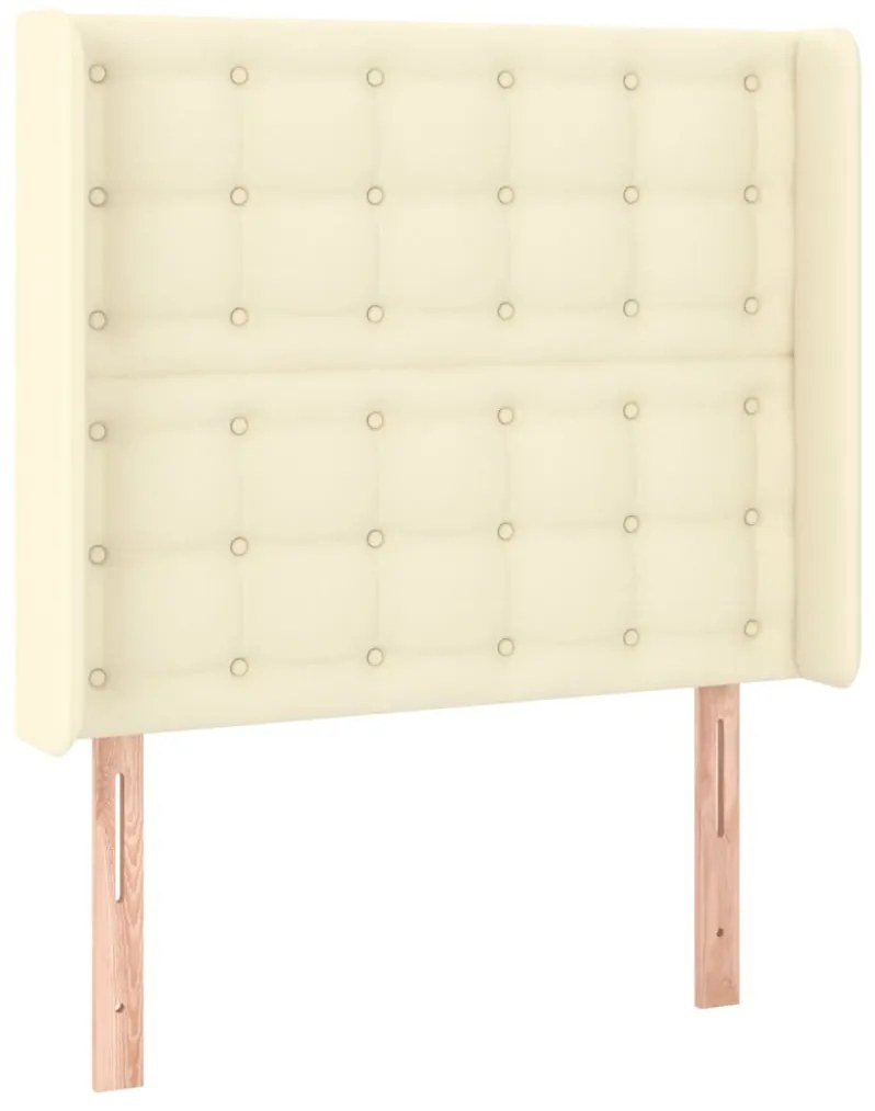 Cabeceira cama c/ LED 103x16x118/128 cm couro artificial crème