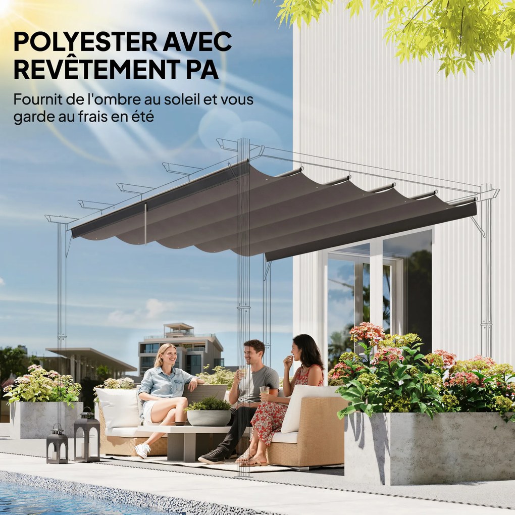 Lona para tenda retrátil de 4 x 3 m – apenas a lona: 350 x 260 cm (ESTRUTURA NÃO ESTÁ INCLUÍDA), cinzento claro