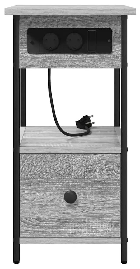 Armário de Cabeceira com gaveta Sonoma cinzento 60 x 30 x 61 cm
