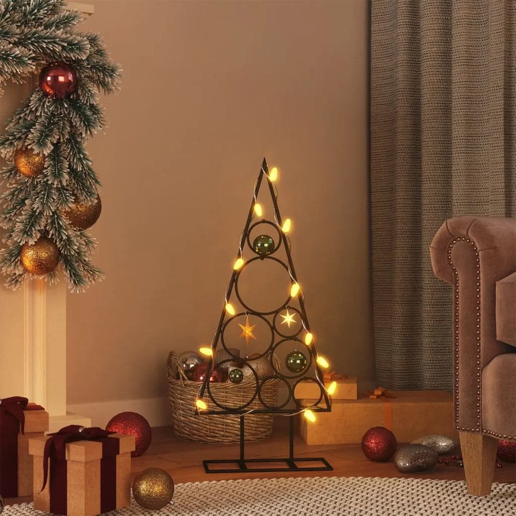 359597 vidaXL Árvore de Natal para decoração 60 cm metal preto