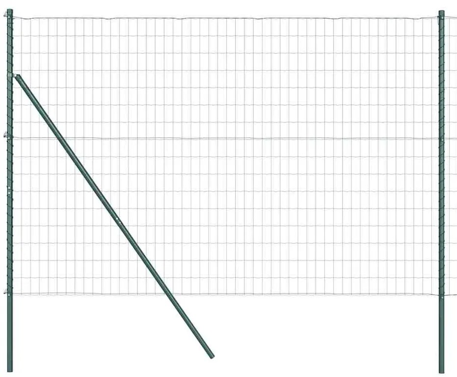 Cerca Euro com 7 Postes 1,5x10 m em Aço Galvanizado Verde