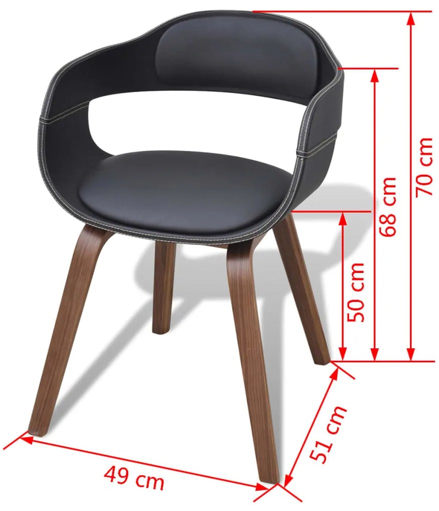 Cadeiras jantar 2 pcs madeira curvada e couro artificial preto