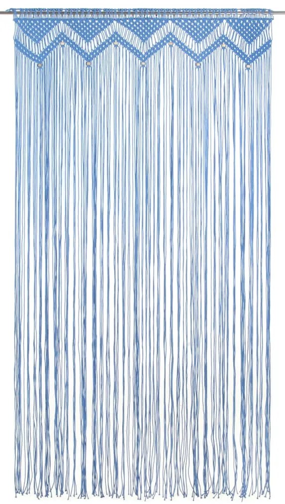 Cortina macramé 140x240 cm algodão azul